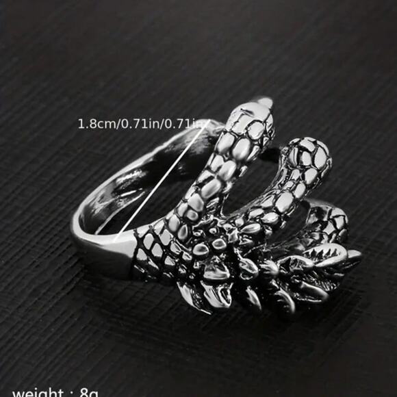 Dragon Demon Claw Ring 925 Silver Adjustable Halloween Cosplay Birthday NEW - Picture 6 of 7